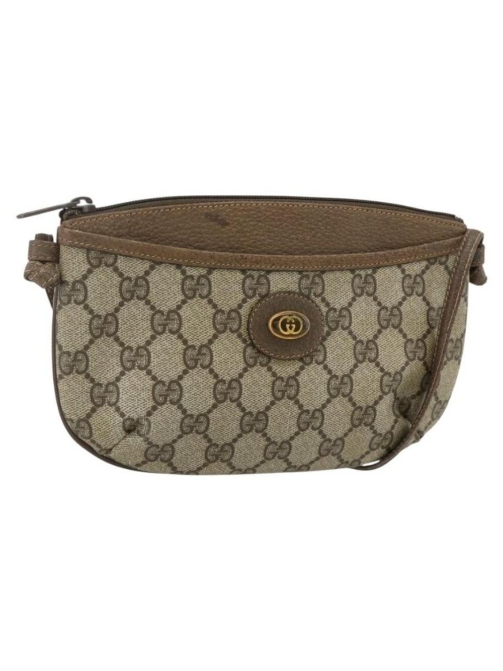 Authentic GUCCI GG Supreme Shoulder Bag PVC Beige Gold 904 02 020